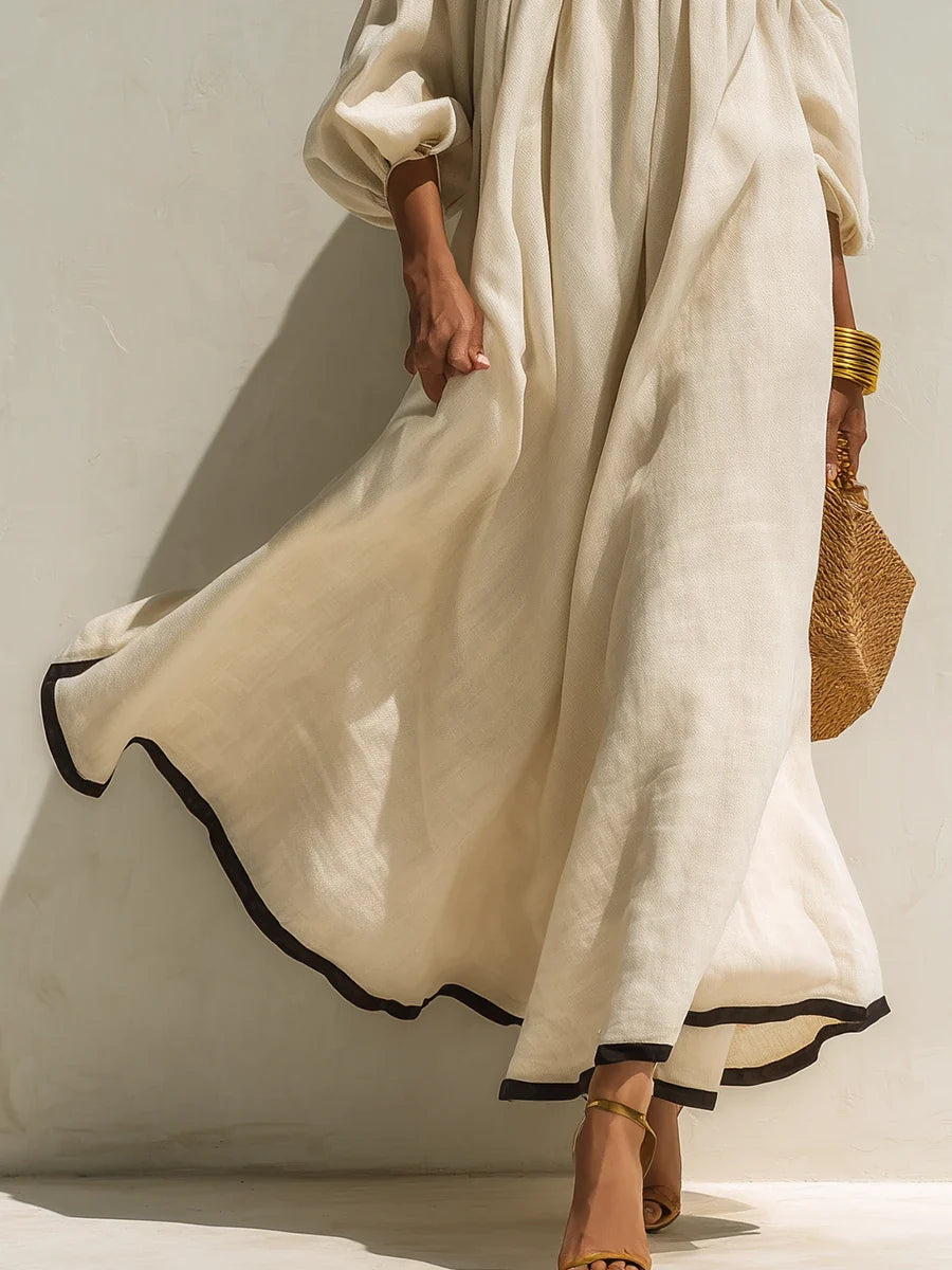 Isabel | Vestido maxi sin hombros y de corte holgado