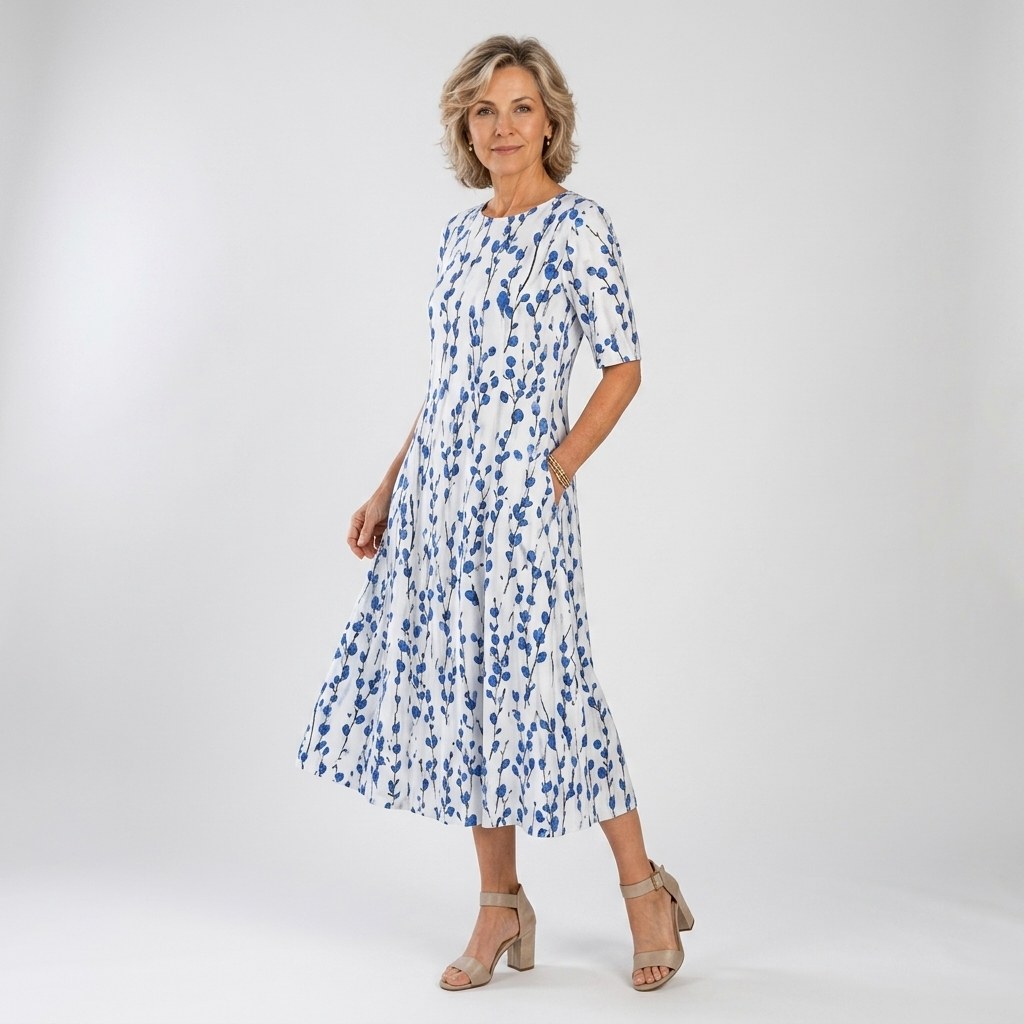 Ésmorine™ — Vestido midi estampado elegancia natural
