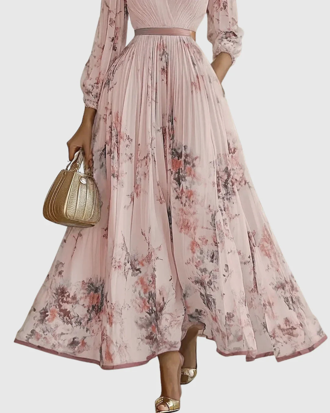 Rosa | Elegante vestido maxi plisado
