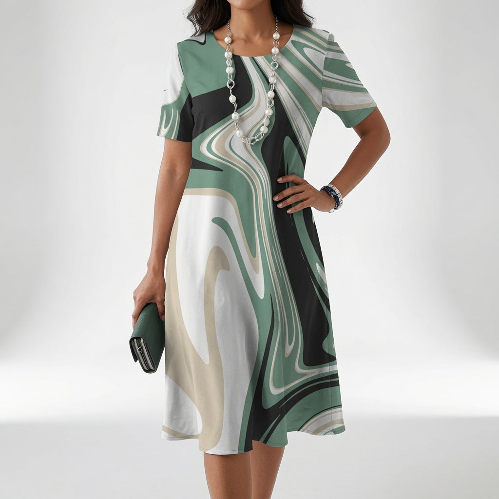 Clarimonde™ — Vestido estampado fluido elegancia artística
