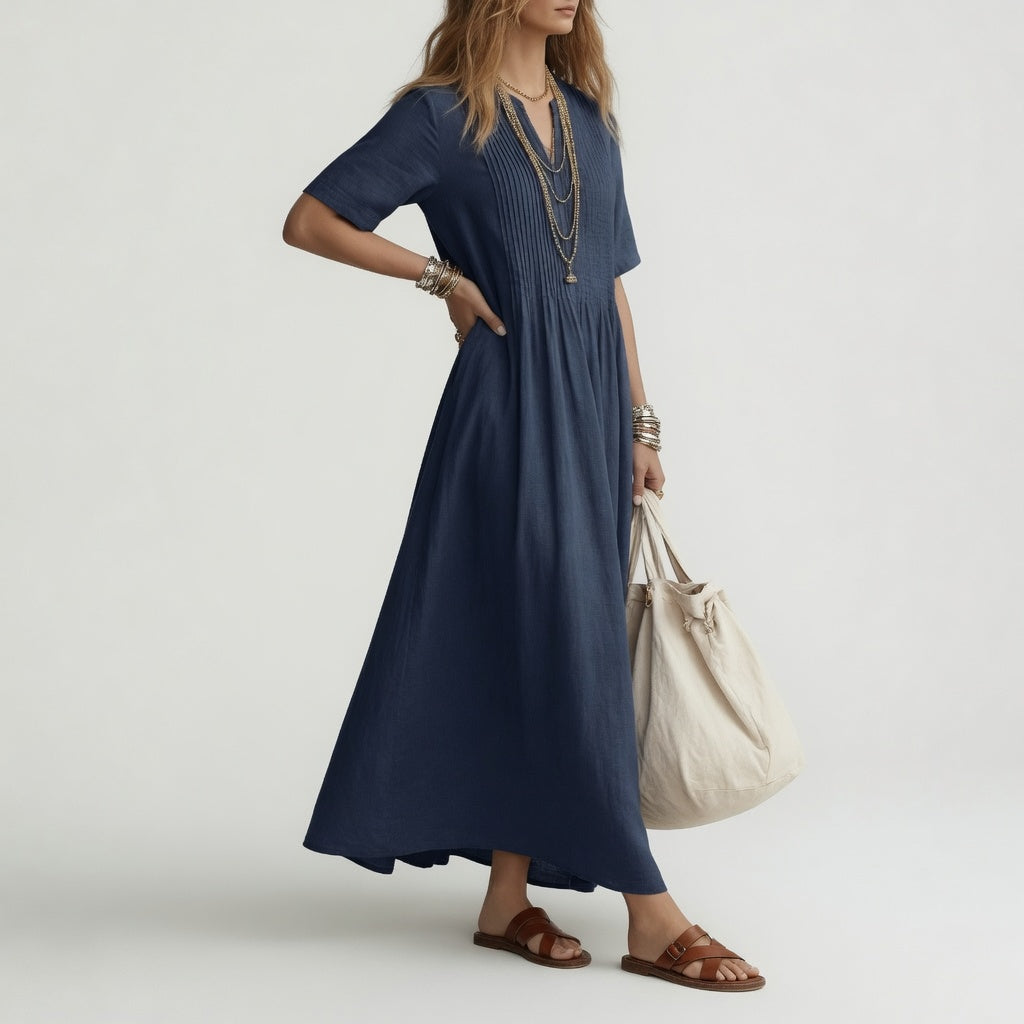 Pélagie™ — Vestido largo de algodón cuello V libertad veraniega