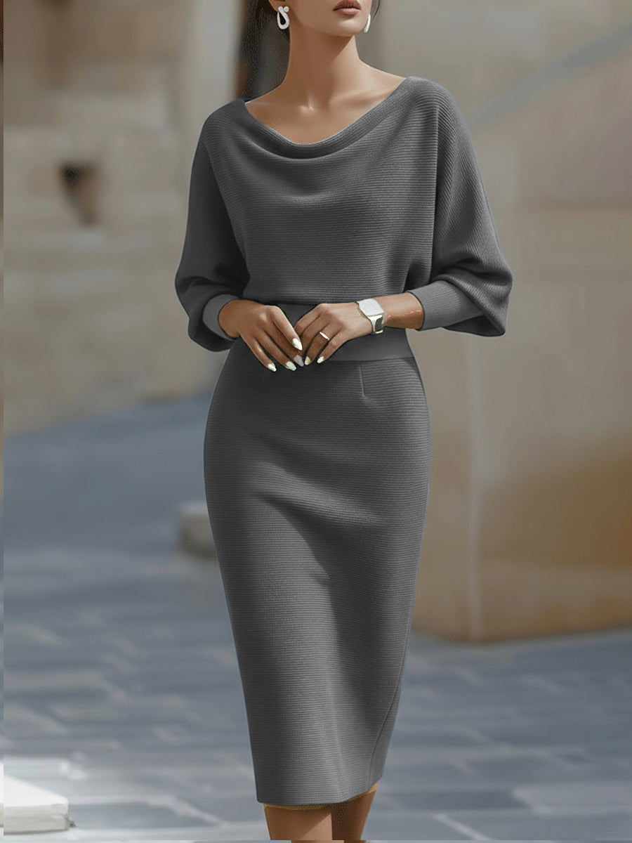 Clarisse™ — Vestido midi drapeado elegante atemporal