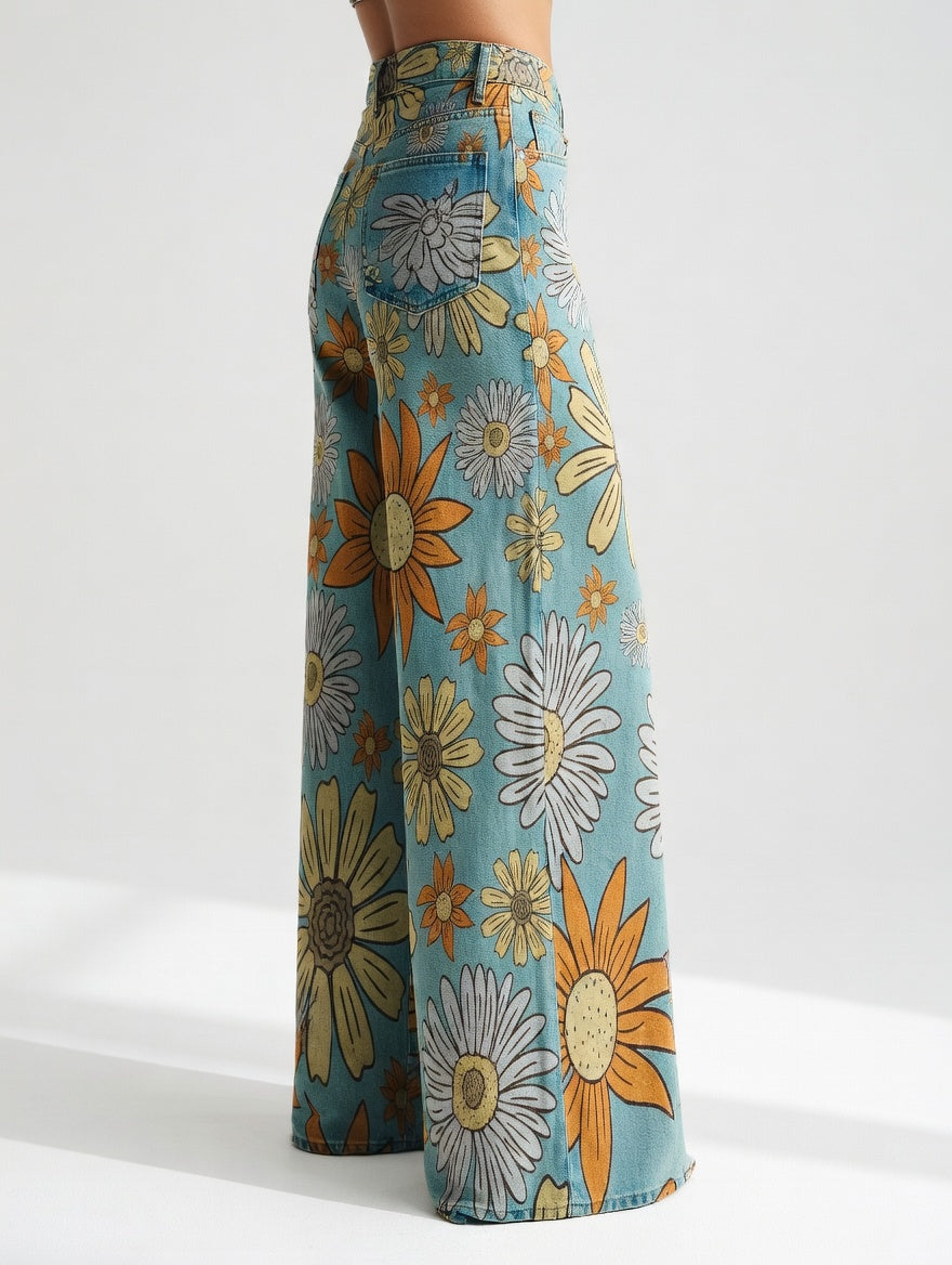 Florivane™ — Pantalón amplio floral, retro y elegante