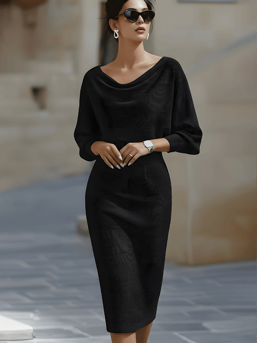 Clarisse™ — Vestido midi drapeado elegante atemporal