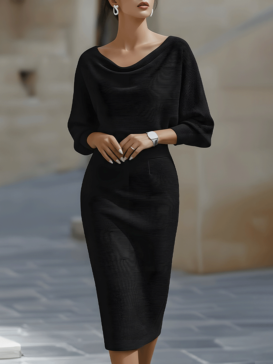Clarisse™ — Vestido midi drapeado elegante atemporal