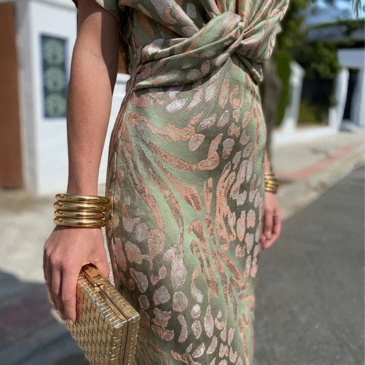 Clara™ | Vestido midi de color cobre