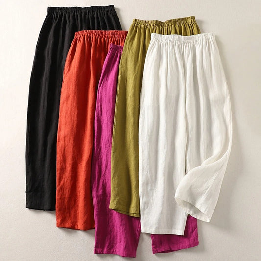 Amalia™ — Pantalón fluido de algodón y lino