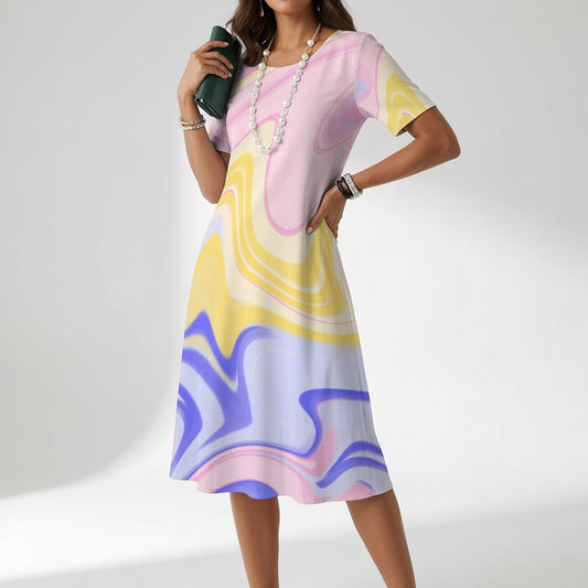 Clarimonde™ — Vestido estampado fluido elegancia artística