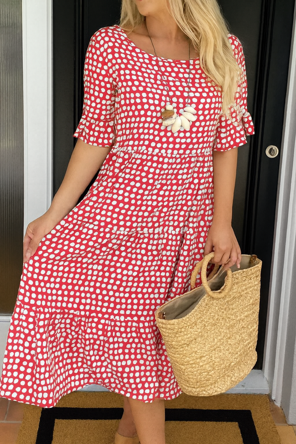 Noémie™ — Vestido midi fluido elegante natural