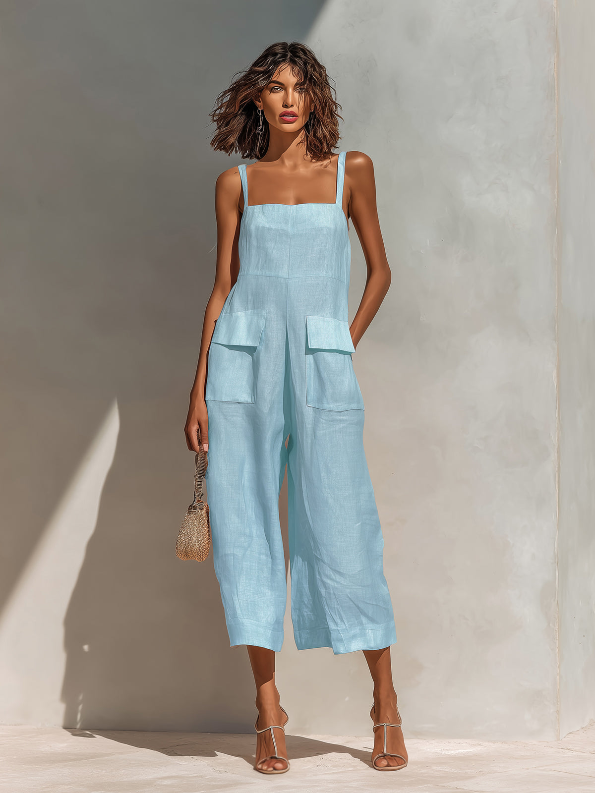 Pilar | Mono elegante con tirantes finos y pernera ancha