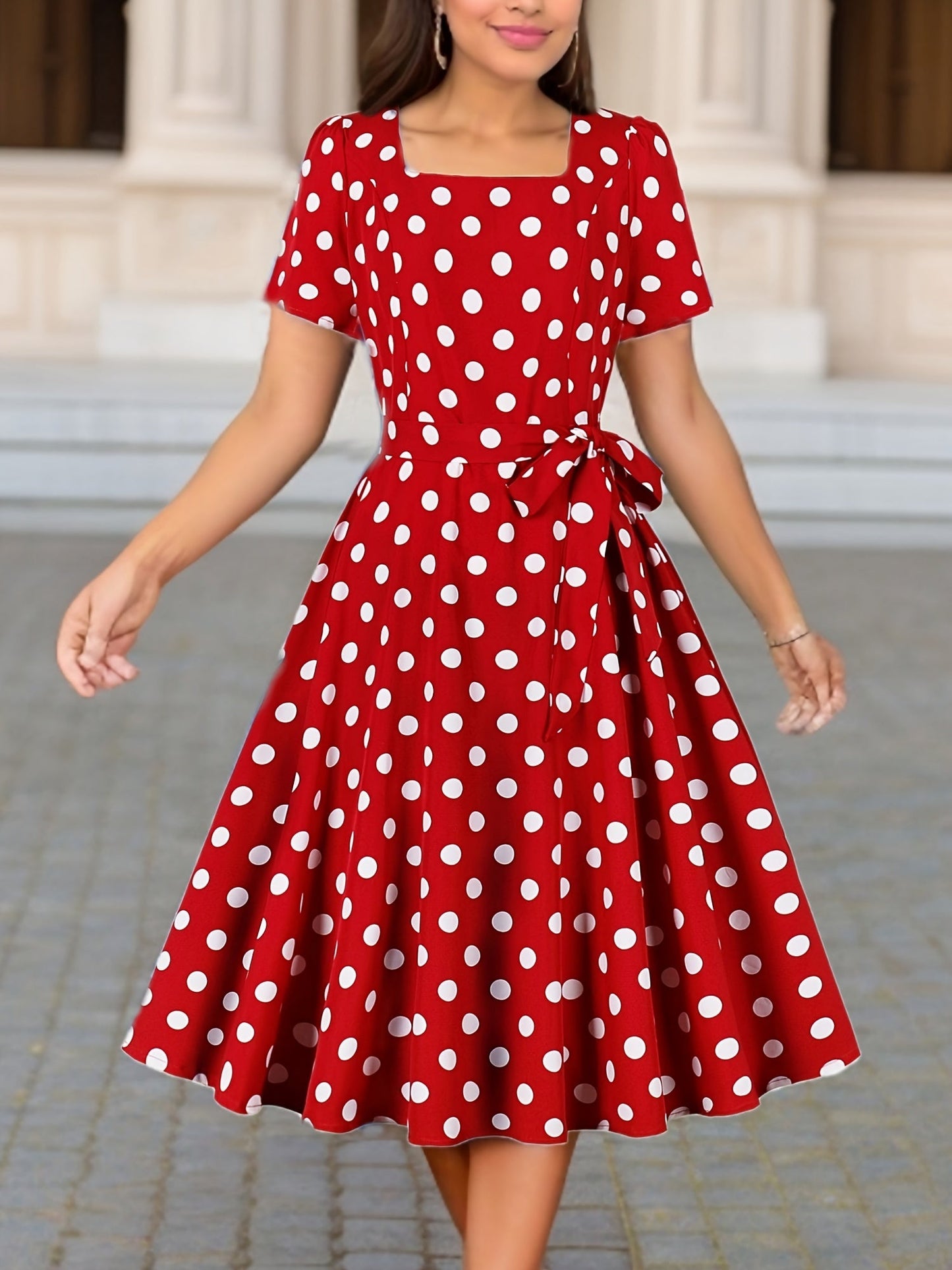 Marguerite™ | Vestido de lunares elegante cómodo atemporal