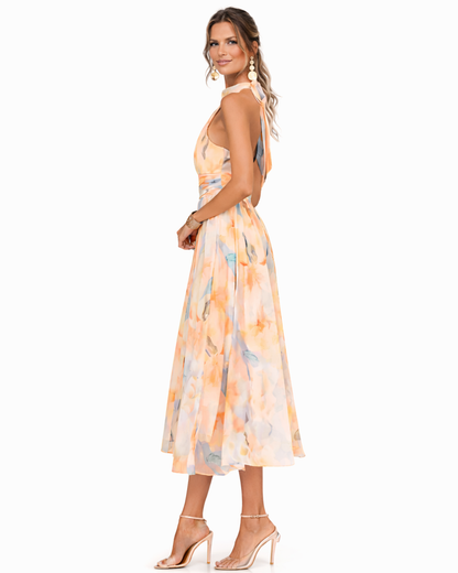 Auréliane™ — Vestido midi fluido con estampado artístico refinado
