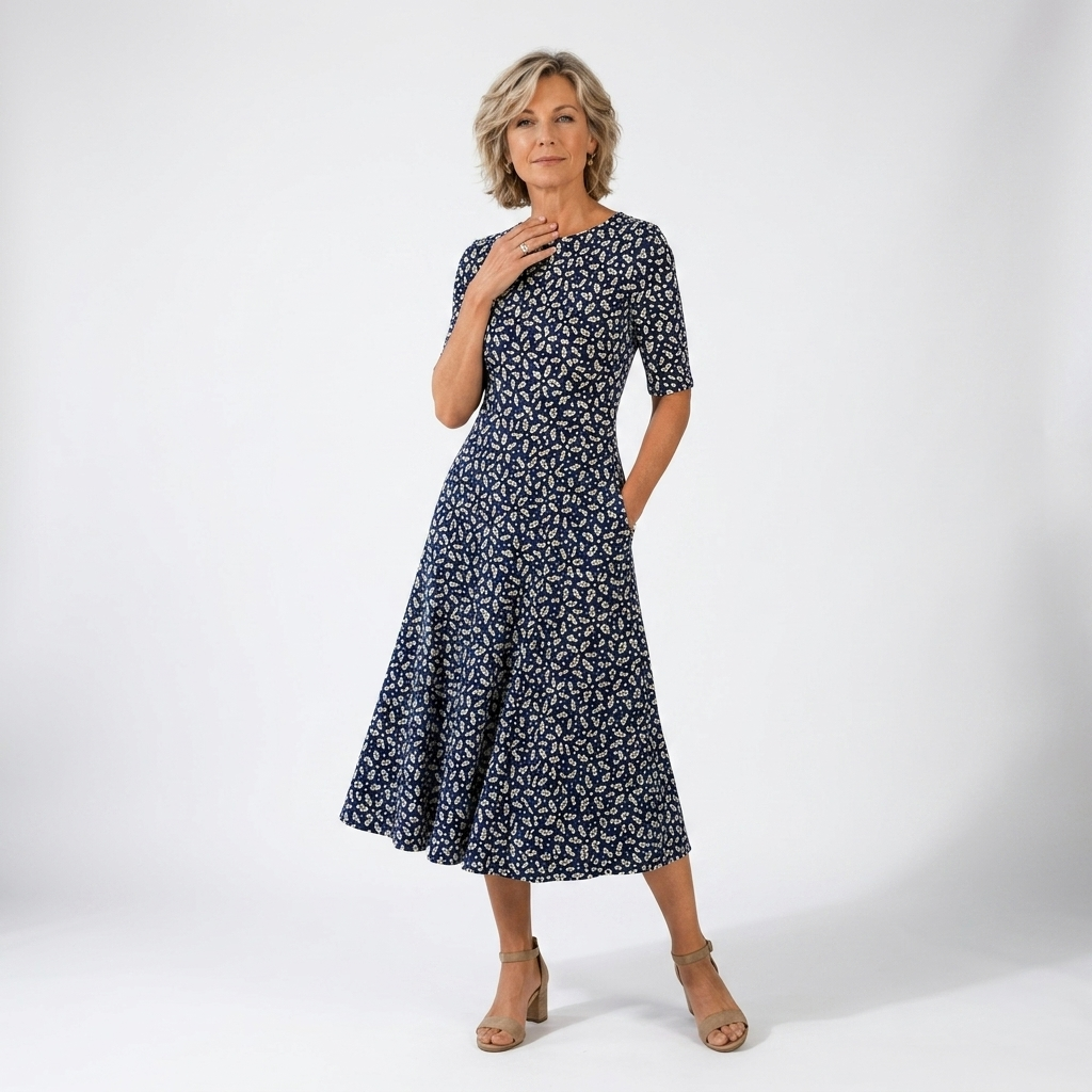 Ésmorine™ — Vestido midi estampado elegancia natural