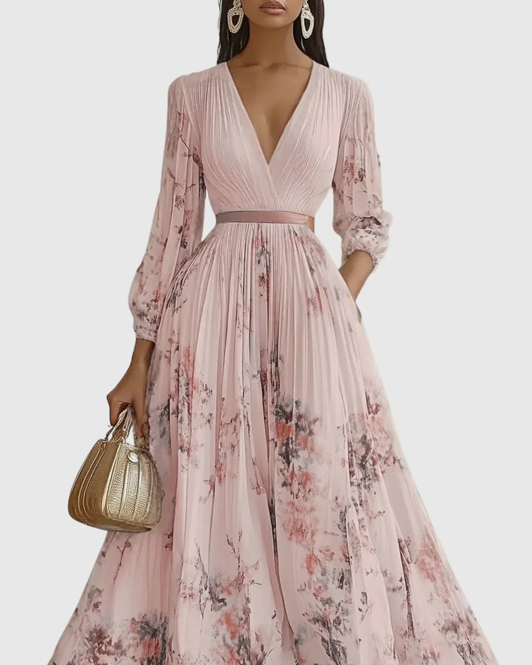 Rosa | Elegante vestido maxi plisado