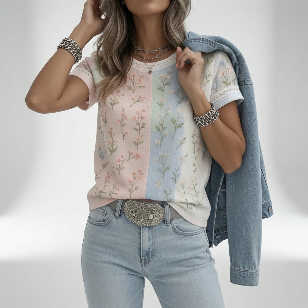 Mélisande™ — T-shirt floral douceur élégance quotidienne