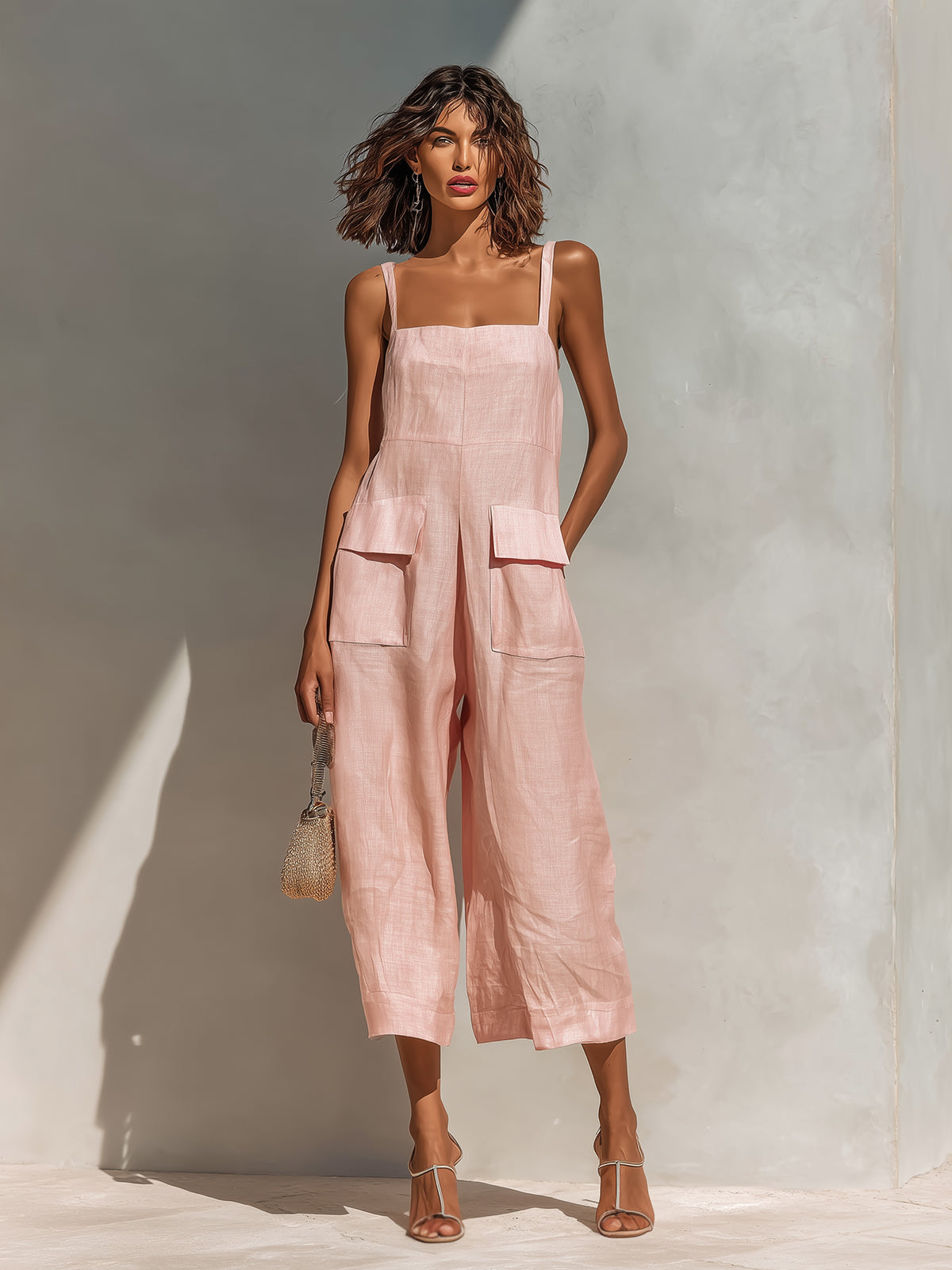 Pilar | Mono elegante con tirantes finos y pernera ancha