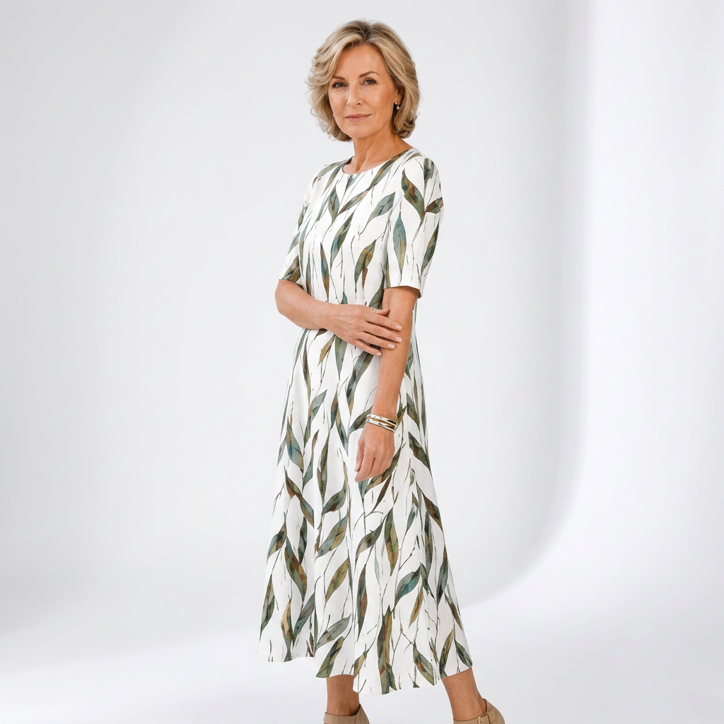 Ésmorine™ — Vestido midi estampado elegancia natural