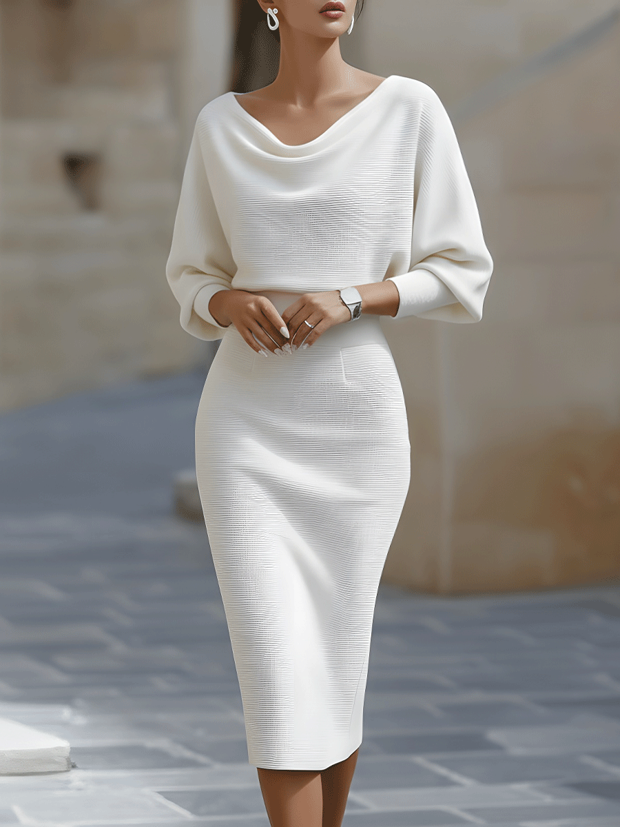 Clarisse™ — Vestido midi drapeado elegante atemporal