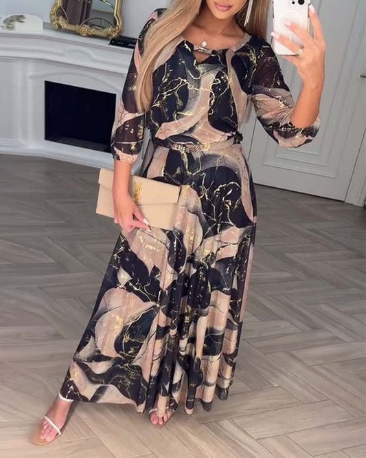 Susana | Vestido Maxi de Gasa Estampado