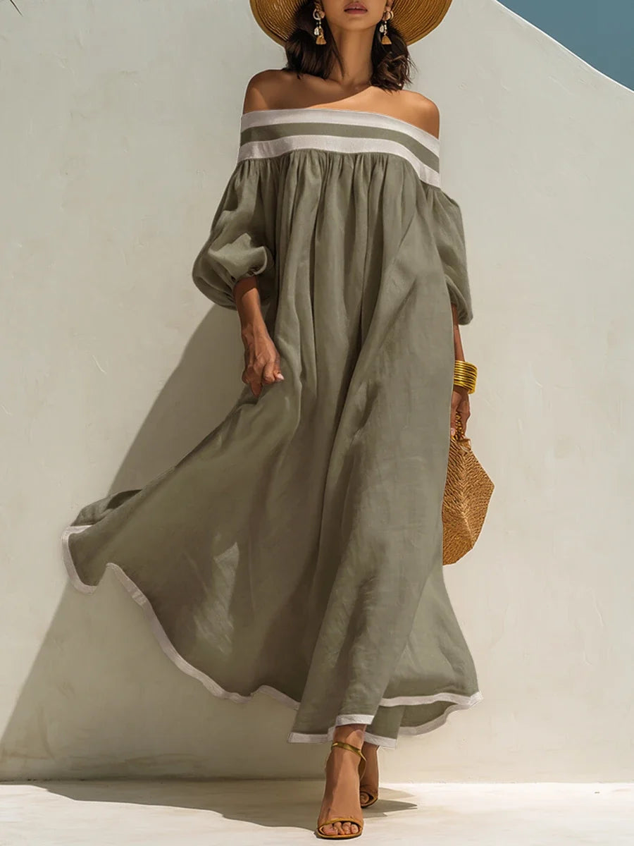 Isabel | Vestido maxi sin hombros y de corte holgado