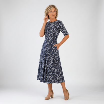Ésmorine™ — Vestido midi estampado elegancia natural