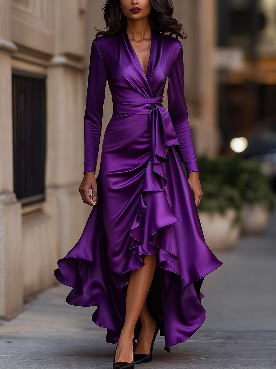 Mathilde™ — Vestido cruzado satinado elegancia atemporal