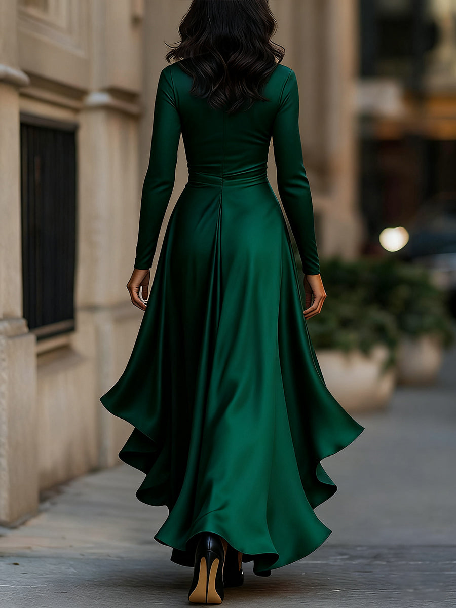 Mathilde™ — Vestido cruzado satinado elegancia atemporal