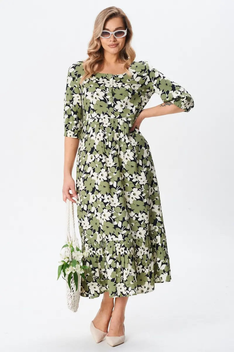 Florine™ — Vestido midi floral elegante y femenino