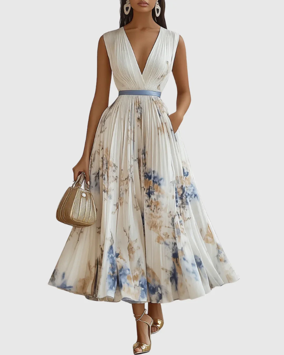 Rosa | Elegante vestido maxi plisado
