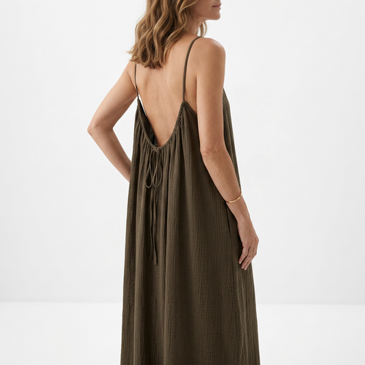 Dorsale™ — Vestido maxi espalda descubierta tirantes de cordón