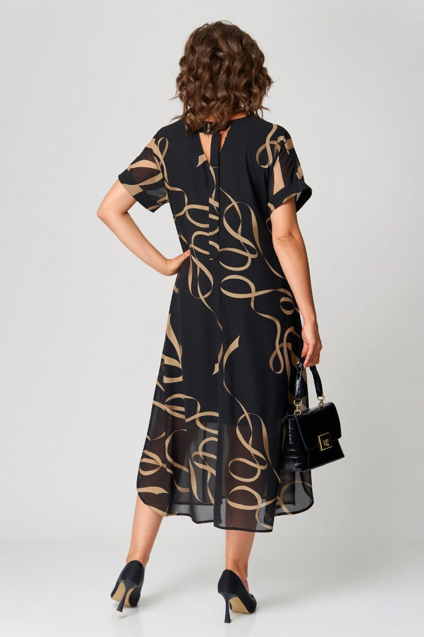 Edmée™ – Vestido fluido gráfico, elegancia con carácter
