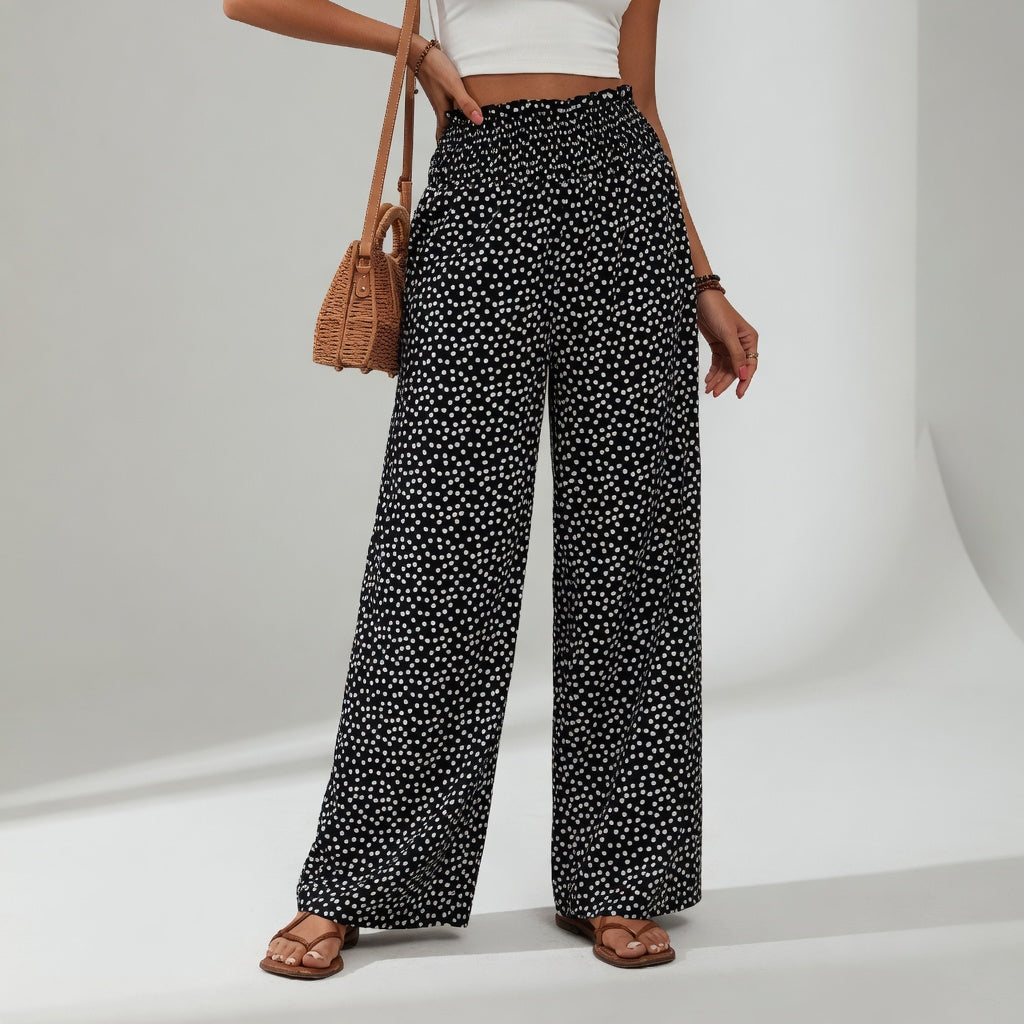 Cléophine™ — Pantalón fluido estampado, cintura cómoda