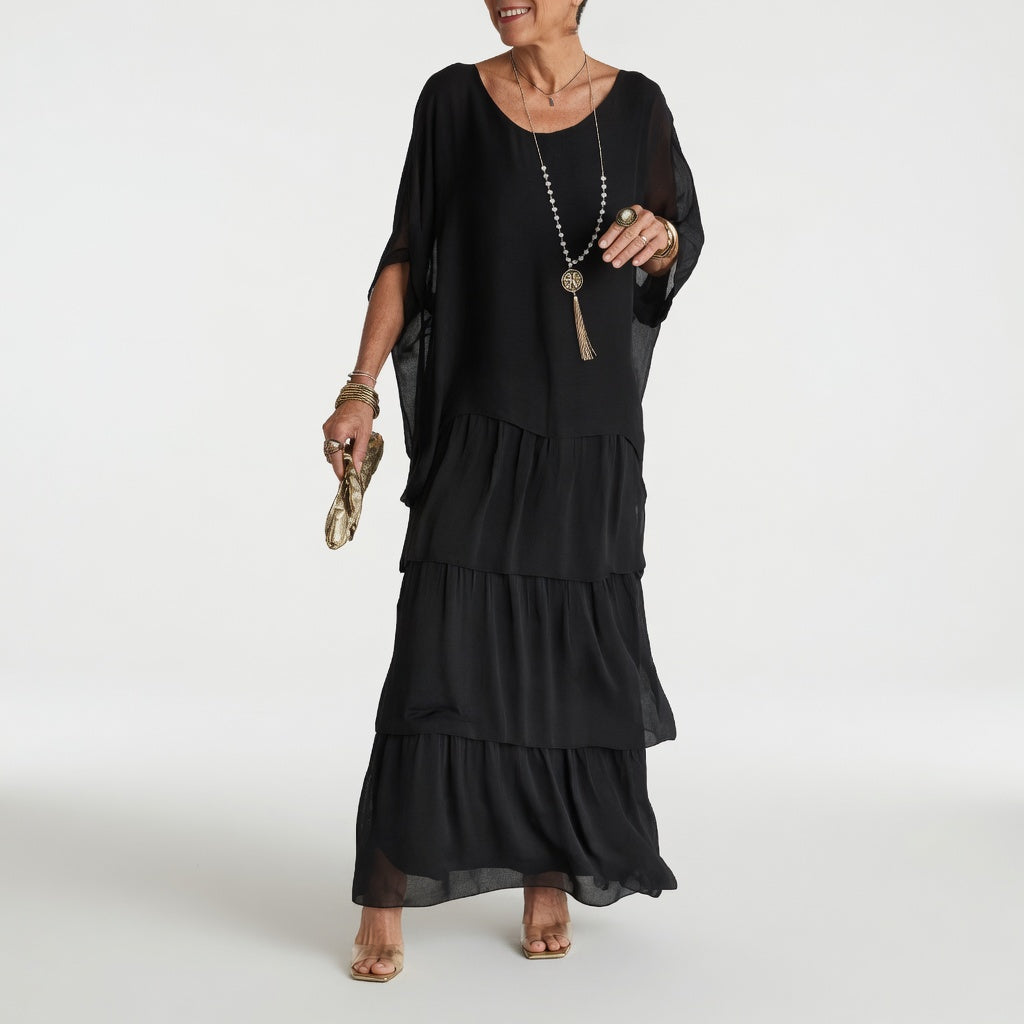 Émeline™ — Vestido maxi fluido con volantes boho