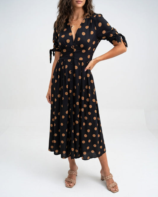Clarisse™ — Vestido midi de lunares elegancia natural