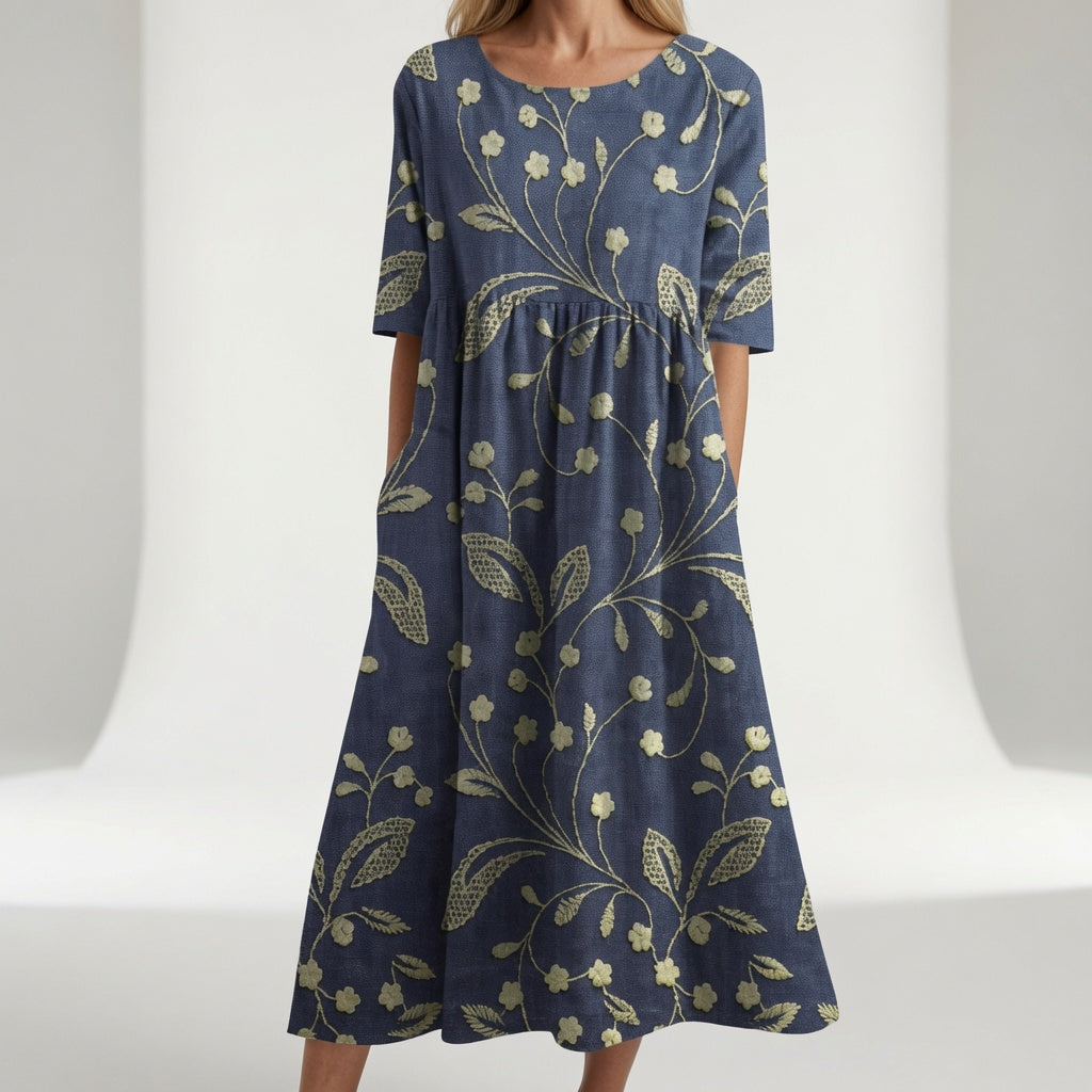 Santorine™ — Vestido maxi floreado cuello V fluido