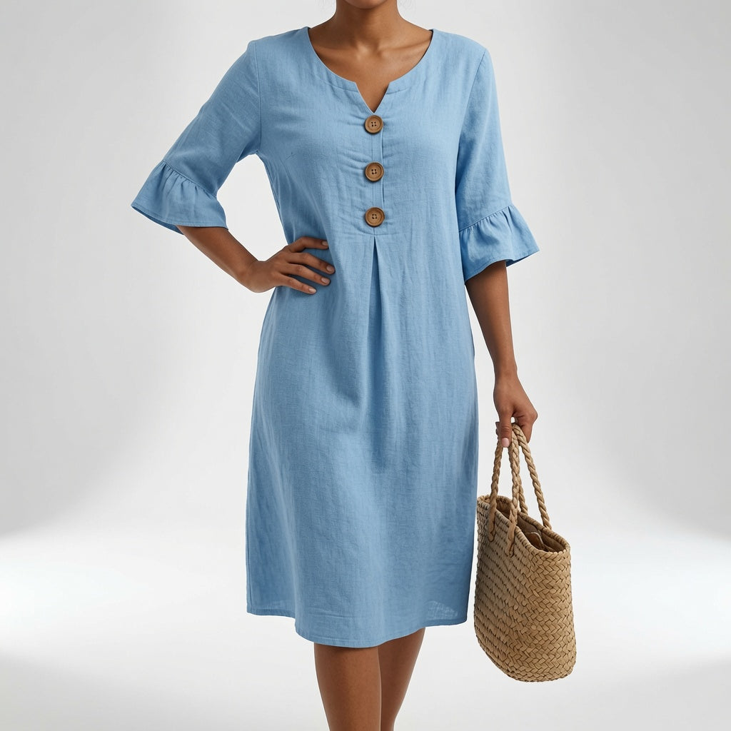 Élorise™ — Vestido fluido con botones elegancia veraniega