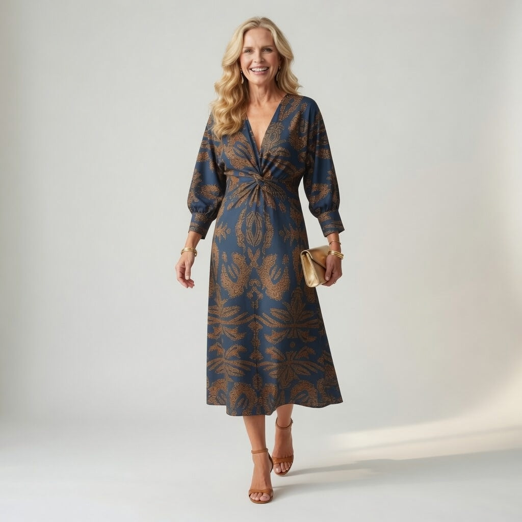 Hortense™ — Vestido midi cruzado estampado elegante