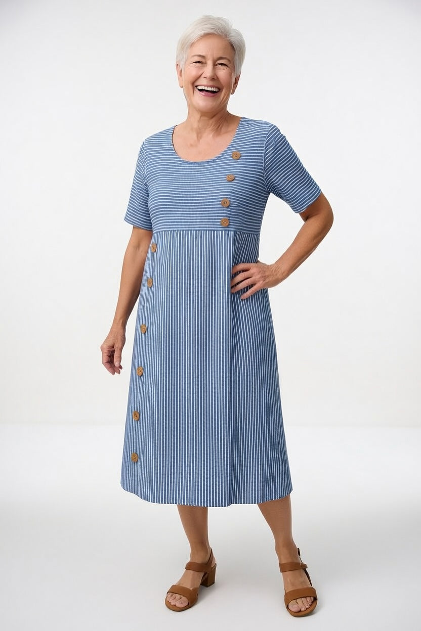 Linéora™ — Vestido a rayas fluido con encanto veraniego