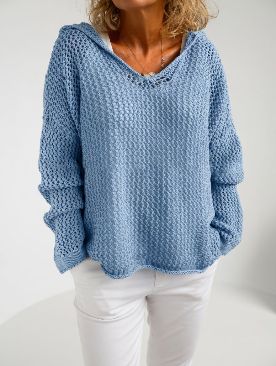 Évarielle™ — Pull maille ajourée col décontracté