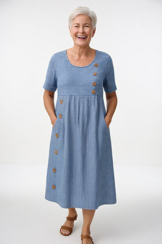 Linéora™ — Vestido a rayas fluido con encanto veraniego