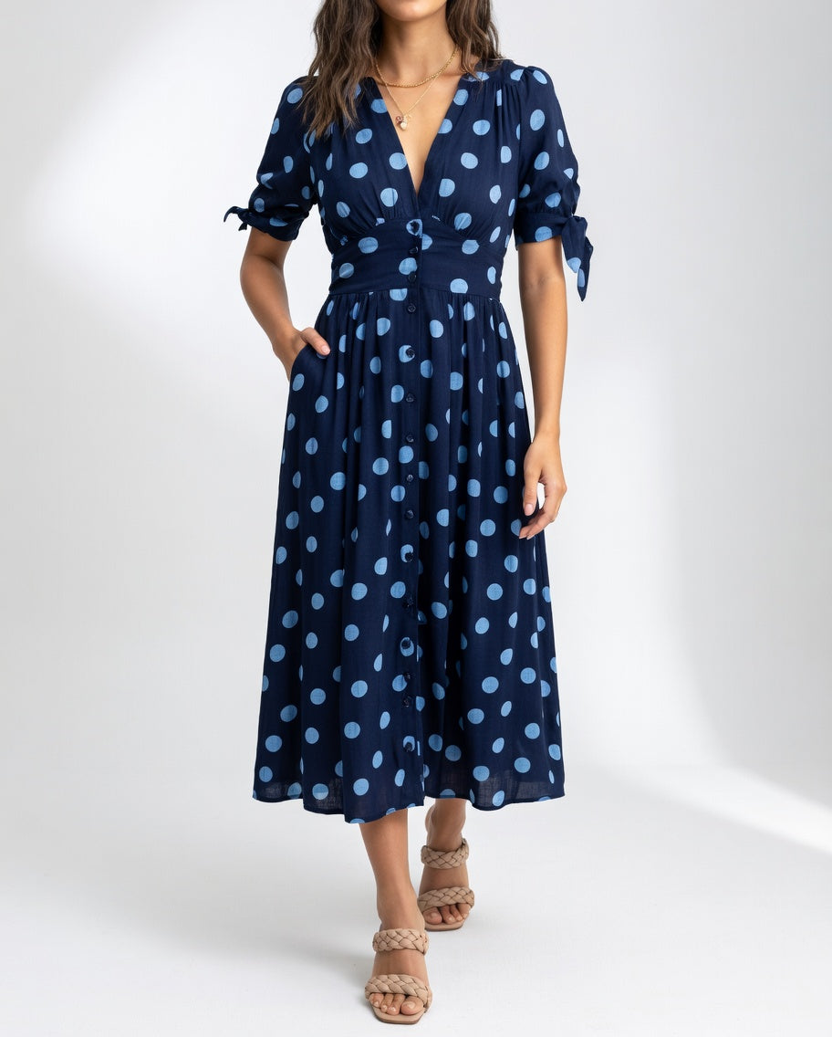 Clarisse™ — Vestido midi de lunares elegancia natural