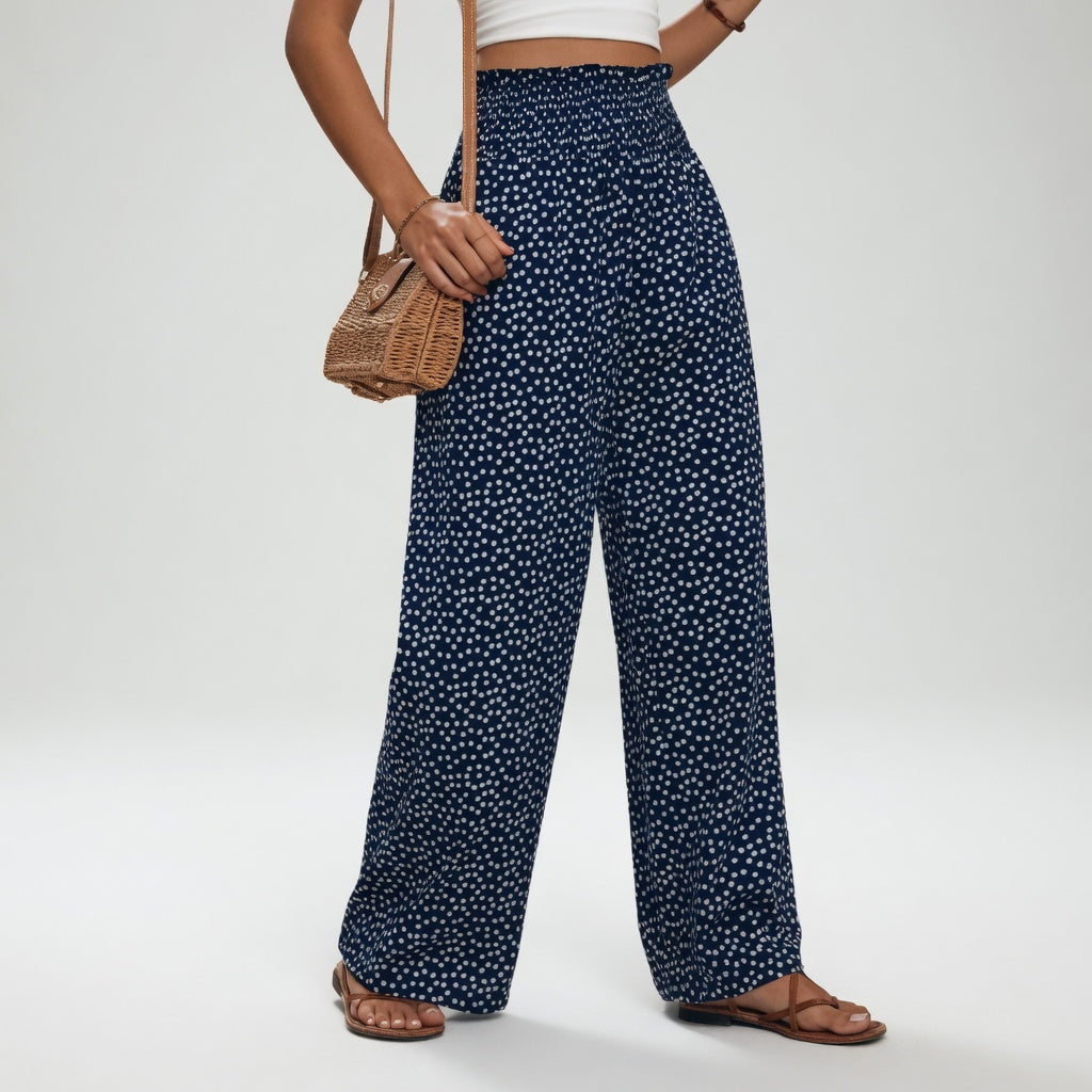 Cléophine™ — Pantalón fluido estampado, cintura cómoda