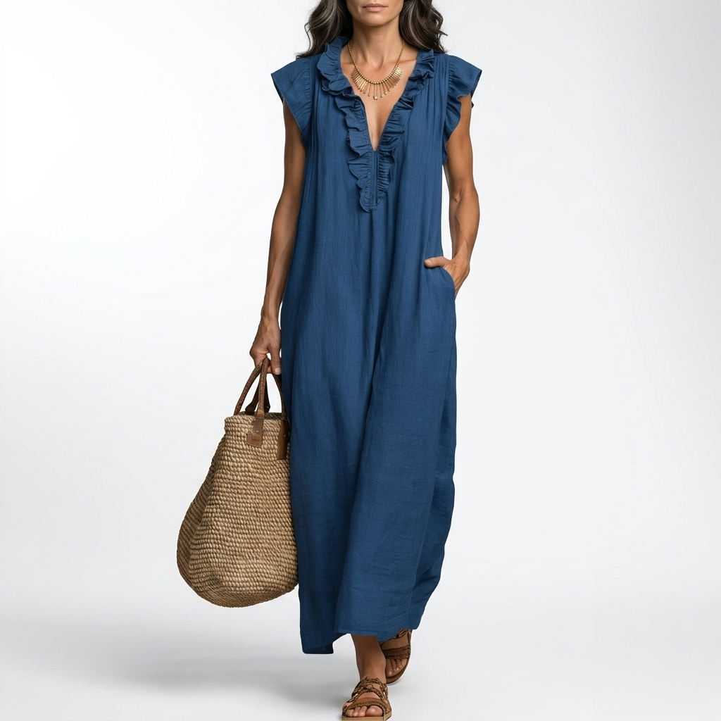 Terrale™ — Vestido maxi boho con bolsillos elegancia natural