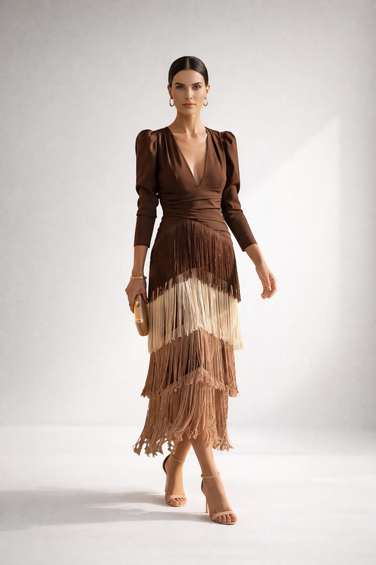Valériane™ — Vestido con flecos elegante silueta refinada
