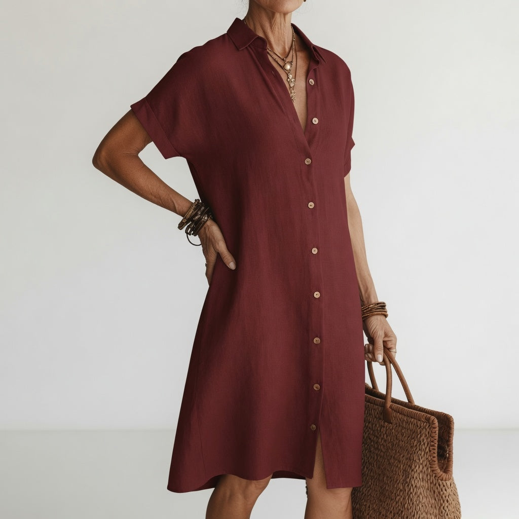 Évanélie™ — Vestido camisero midi premium transpirable aire parisino