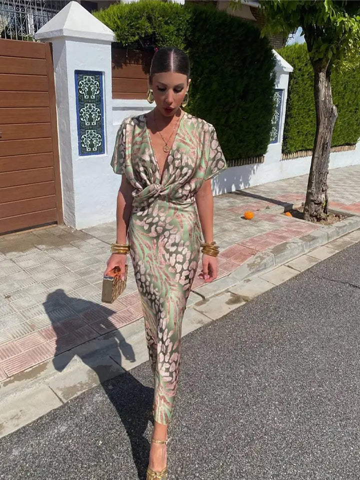 Clara™ | Vestido midi de color cobre