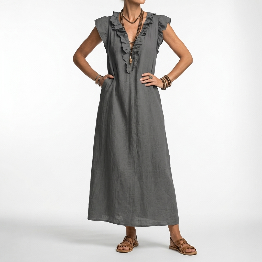 Terrale™ — Vestido maxi boho con bolsillos elegancia natural