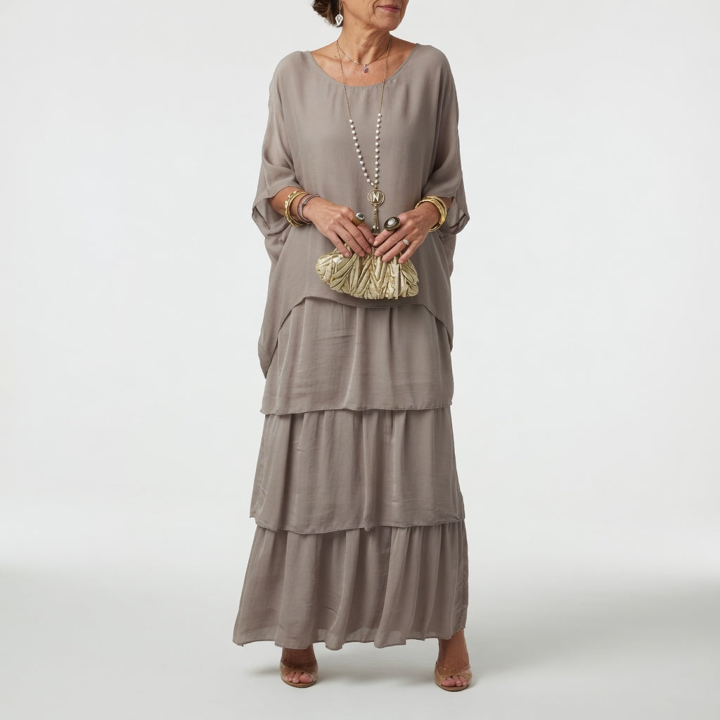 Émeline™ — Vestido maxi fluido con volantes boho