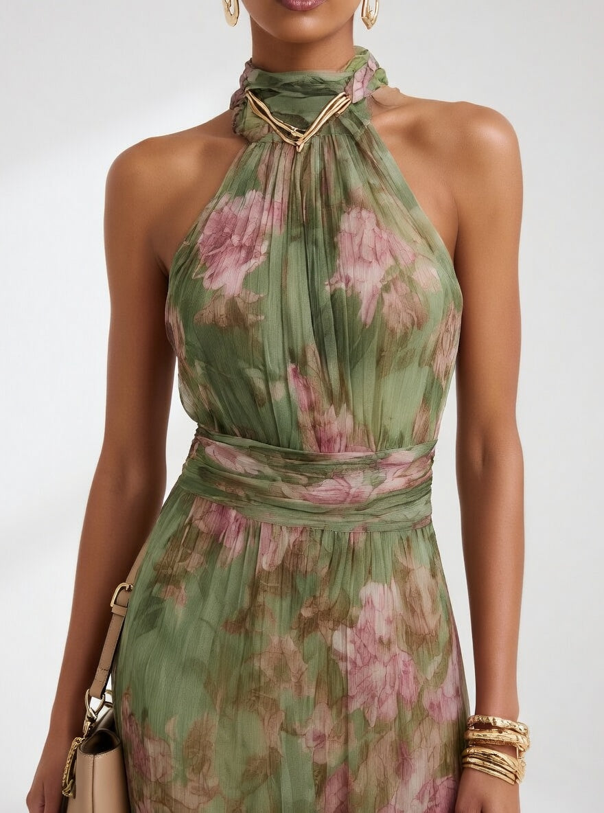 Roséline™ — Vestido largo floral elegante aéreo