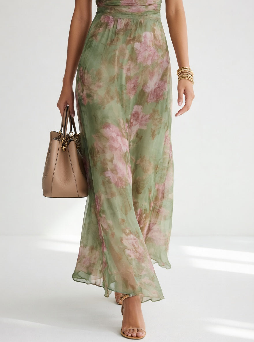Roséline™ — Vestido largo floral elegante aéreo